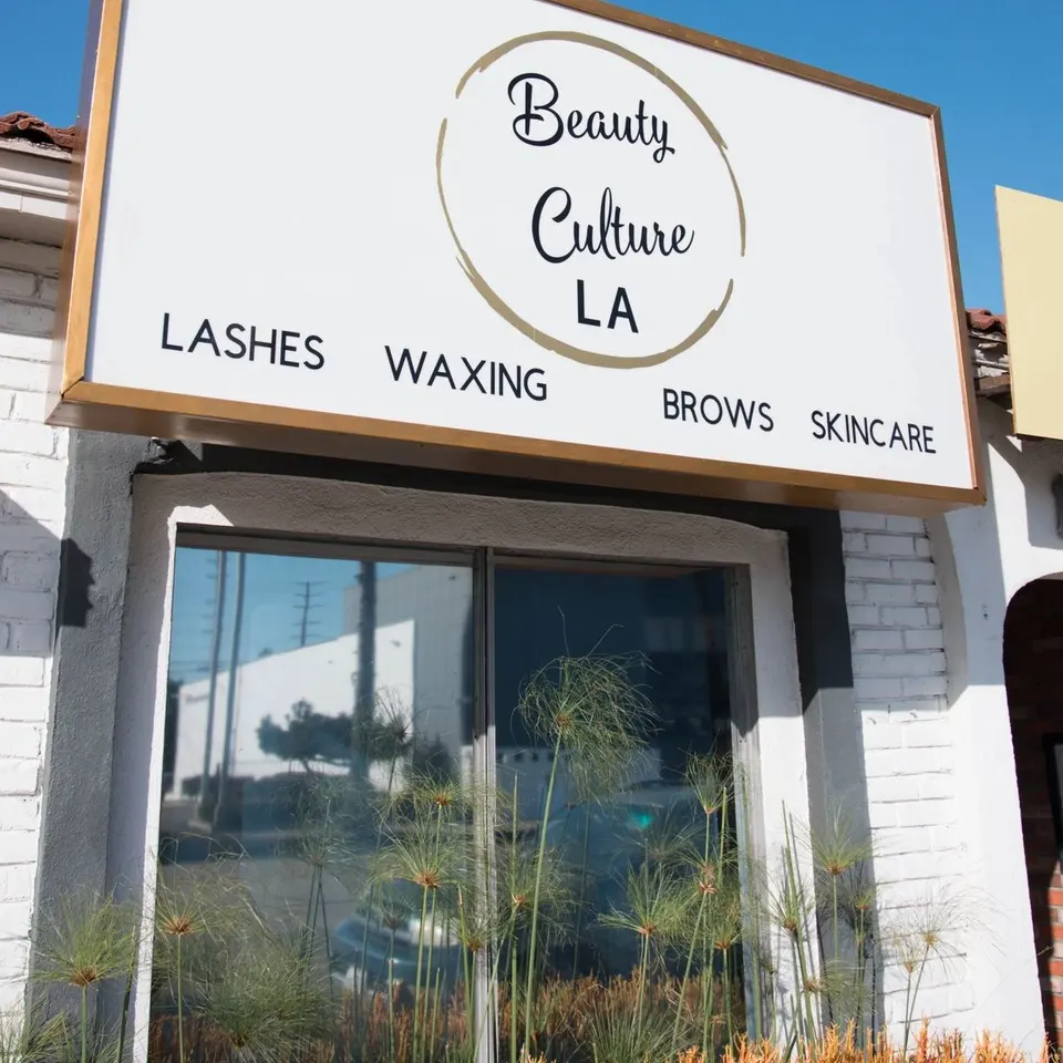Beauty Culture LA storefront with lashes, waxing, brows and skincare signage