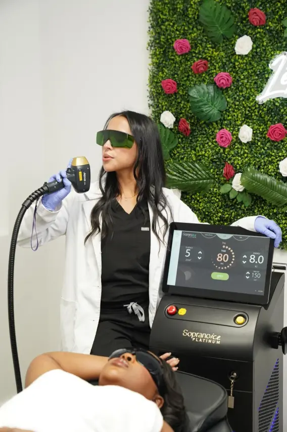 Laser hair removal treatment in progress at Beauty Health MedSpa