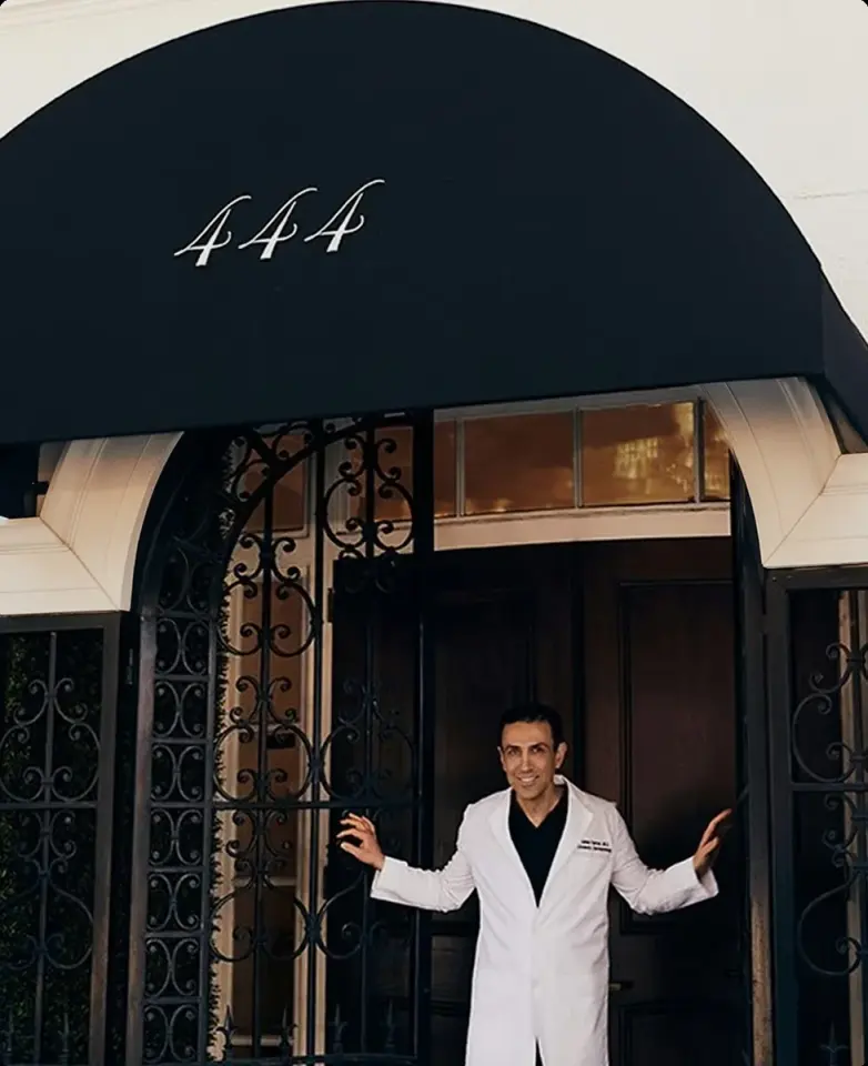 Dr. Simon Ourian outside Epione’s entrance at 444 North Camden Drive.