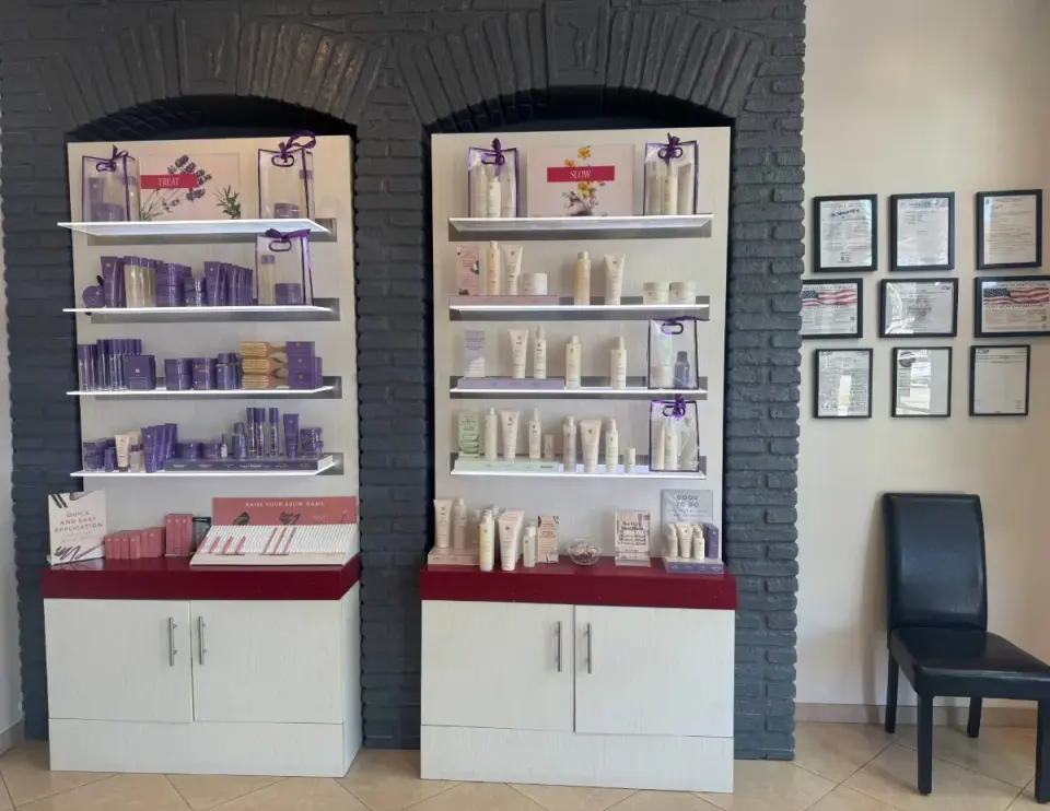 Retail display wall at European Wax Center, Miami Midtown
