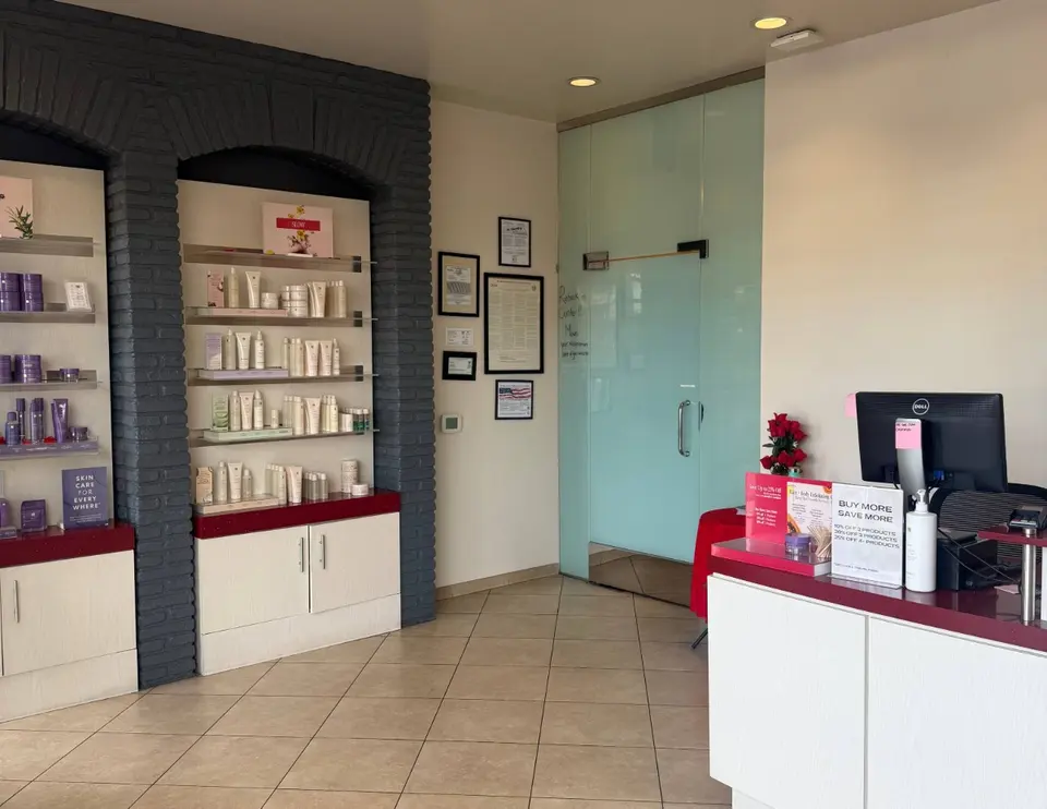 Reception and product display at European Wax Center Culver City