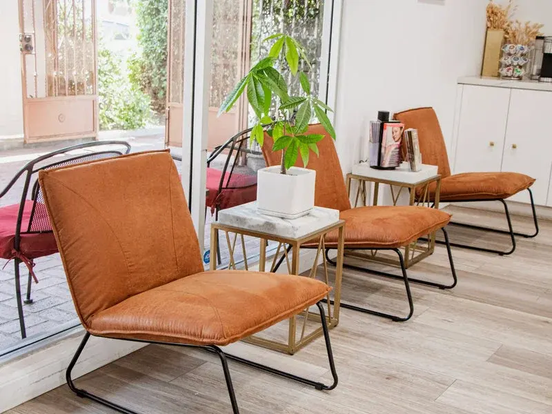 Waiting-area chairs at Flawless Skin Center’s Burbank branch