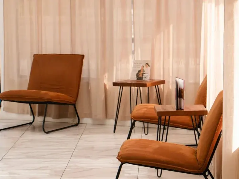Waiting-area chairs at Flawless Skin Center’s Sherman Oaks branch