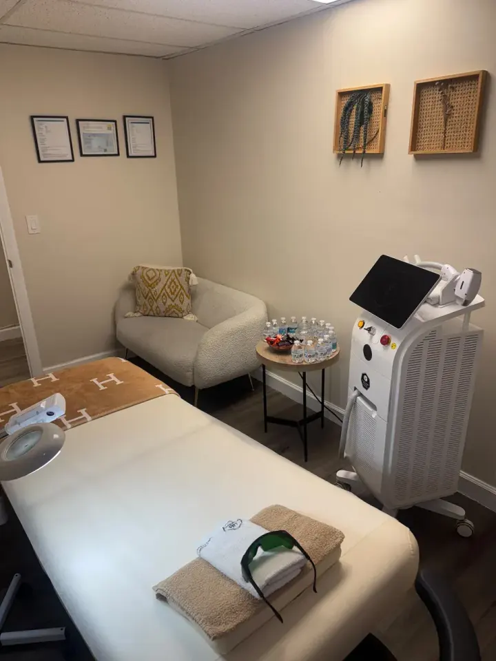 Facial treatment room at Huggie Beauty, Fort Lauderdale