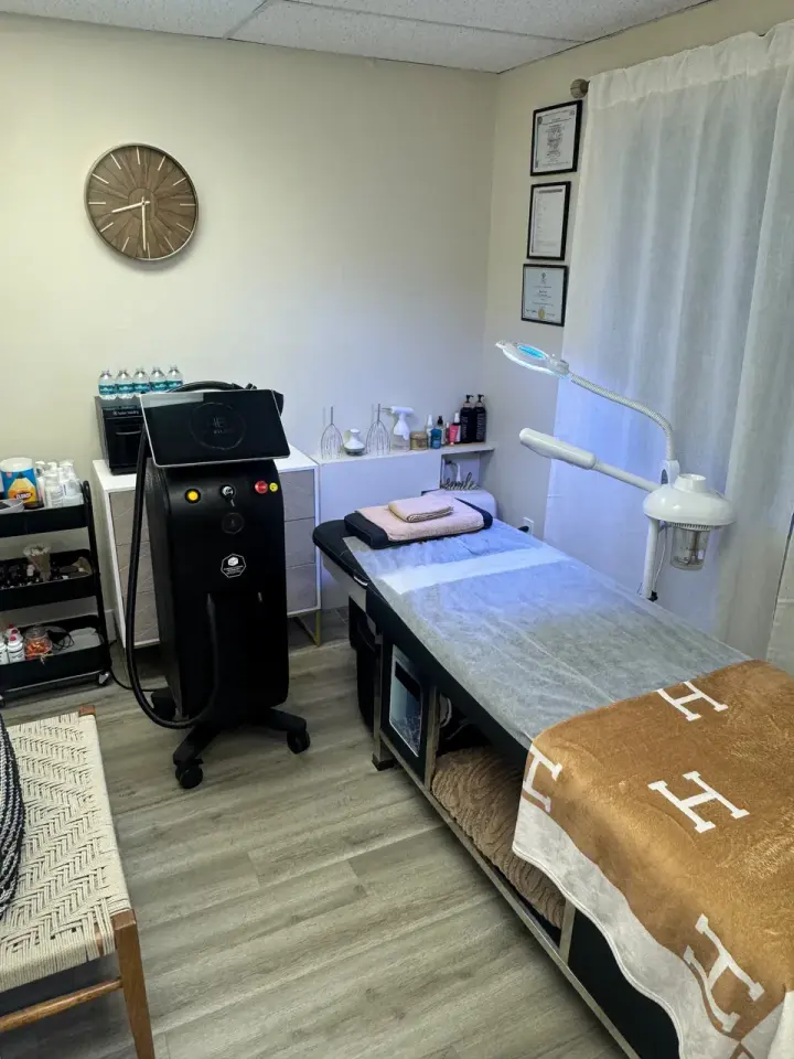 Laser treatment room at Huggie Beauty, Fort Lauderdale