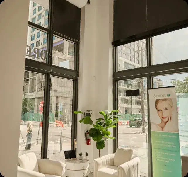 Reception lobby at Lavish Laser Medspa, Midtown Miami