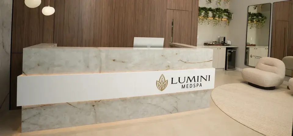 Reception desk at Lumini Medical Spa, Aventura