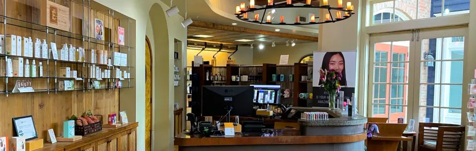 Retail and front desk area at Natural Body Spa, Smyrna