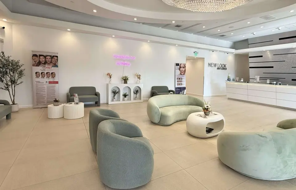 Reception and seating at New Look Skin Center’s Glendale office