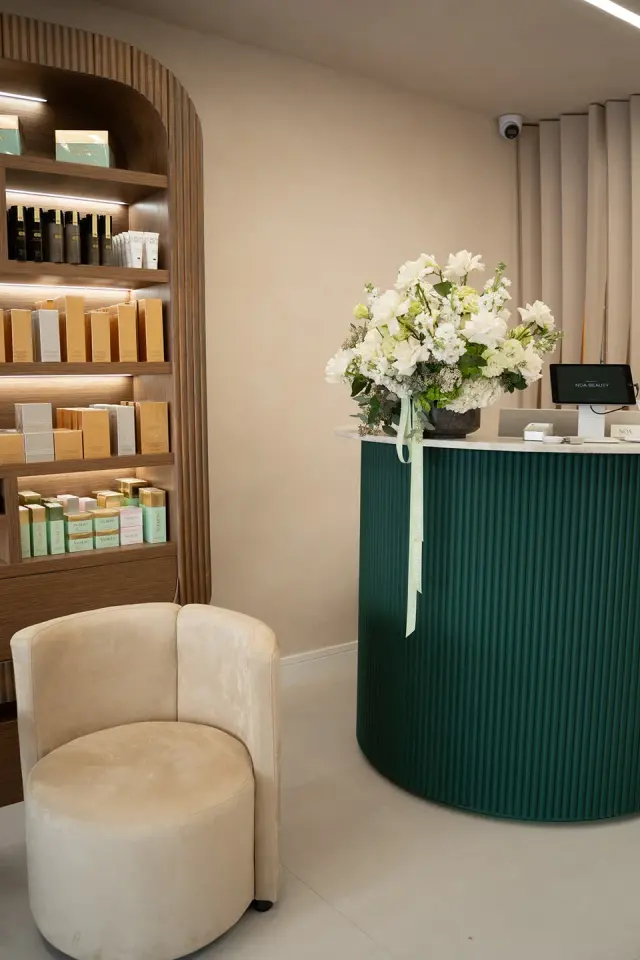 Reception desk at NOA Beauty, Surfside