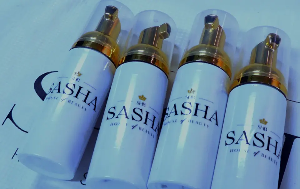 Branded Sasha House of Beauty product bottles