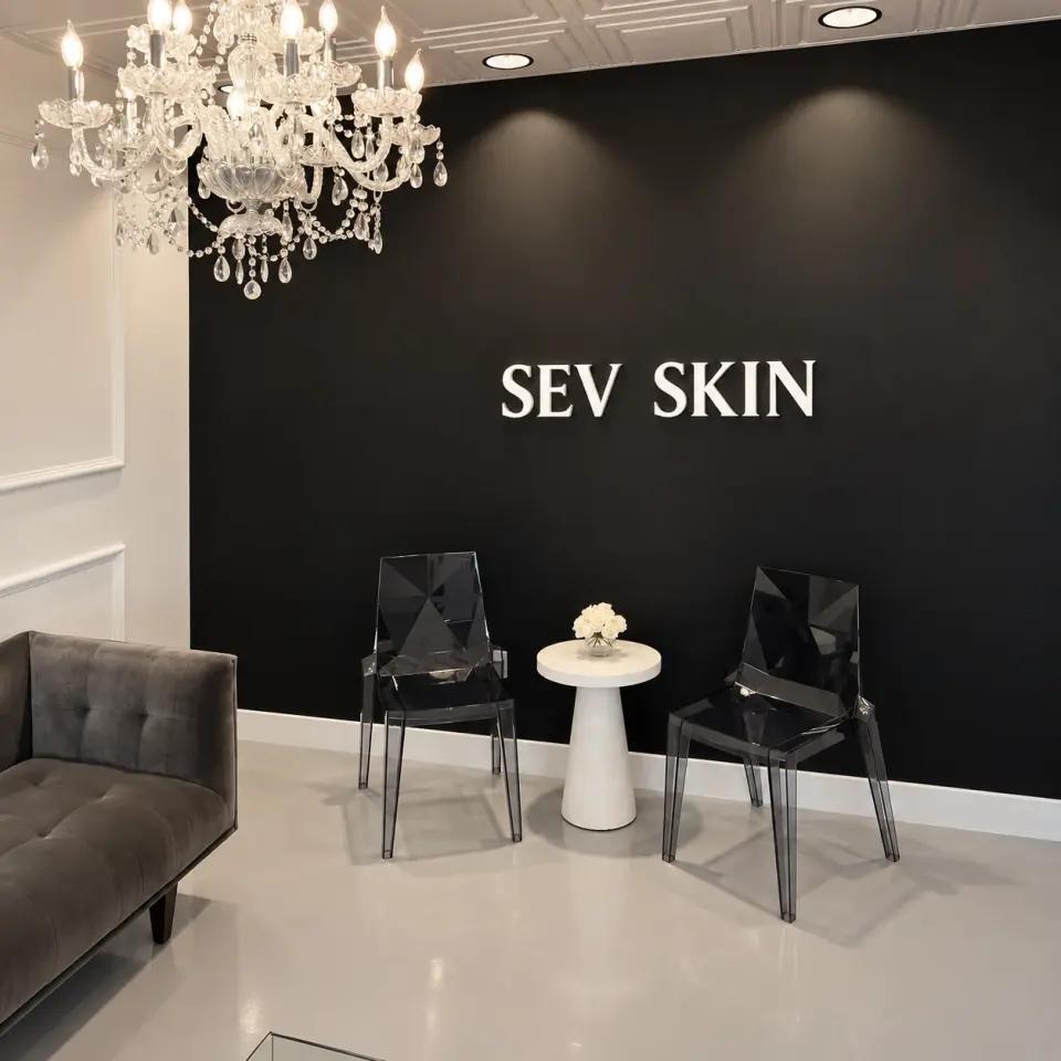 Waiting area shown on the SEV SKIN Long Beach branch page.
