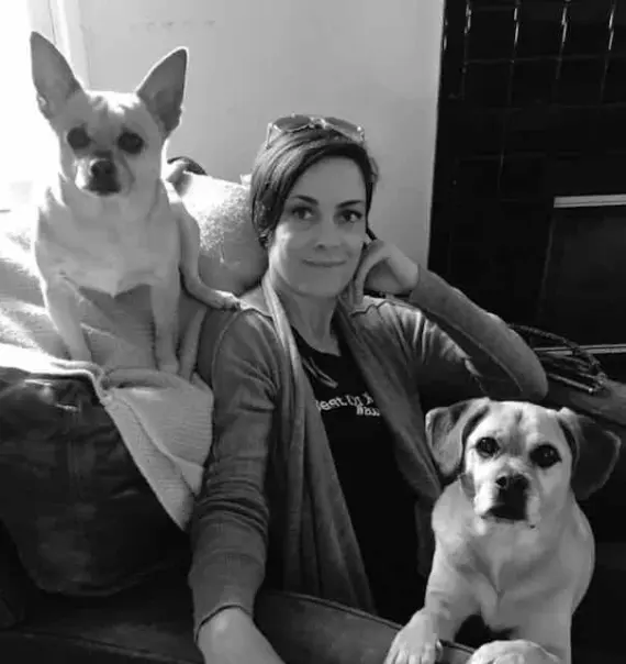 Sharon Futerfas, pictured with her dogs on the Sisu Skin Therapy website